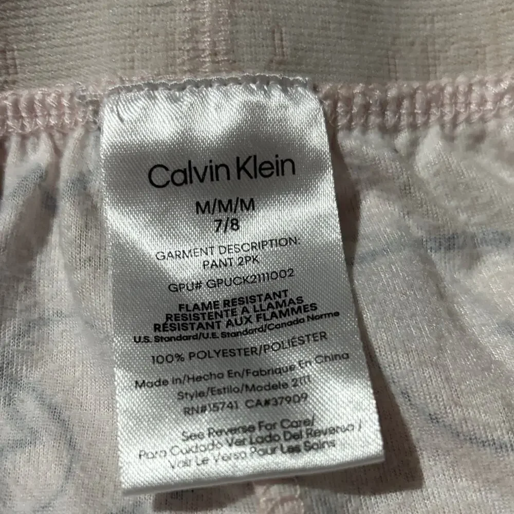 Calvin Klein 7/8 Peach and Cream Lounge Pants Set heats and plaid euc